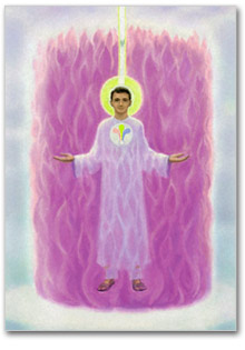 The lower figure in the Chart of Your Divine Self represents you, the soul on the spiritual path, surrounded by the violet flame and the protective white light of God known as the tube of light.
