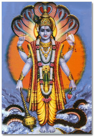 Vishnu is the Second Person of Hindu Trinity–the eternal Creator (Brahma), Preserver (Vishnu) and Destroyer (Shiva)